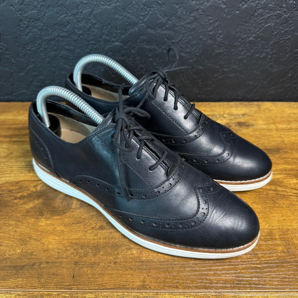 Cole Haan Grand OS W02618 Black Leather Wingtip Oxford Womens Size 8.5 B